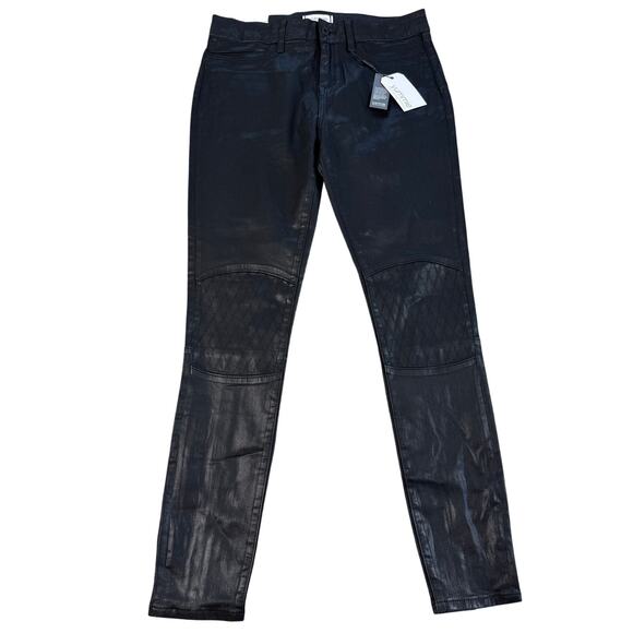 NWT  Yummie Heather Thomson Moto SUPER SKINNY MOTO Stretch Pants Coated Sz.W 31 - Picture 1 of 14